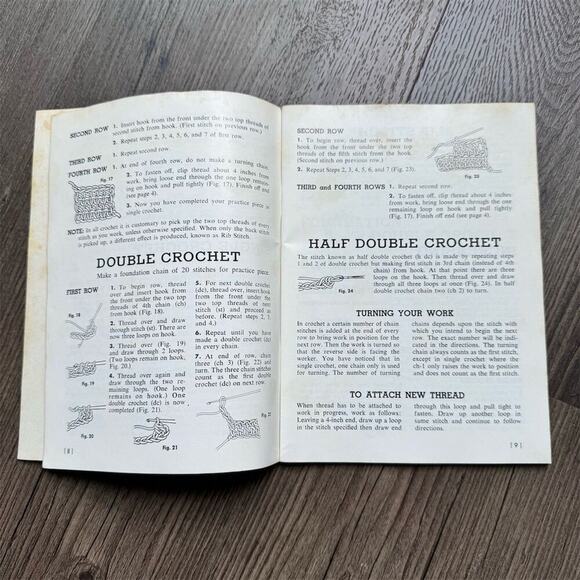 Vintage 60s Learn How Coats & Clarks Book Crochet Knitting Embroidery Guide - Picture 4 of 12